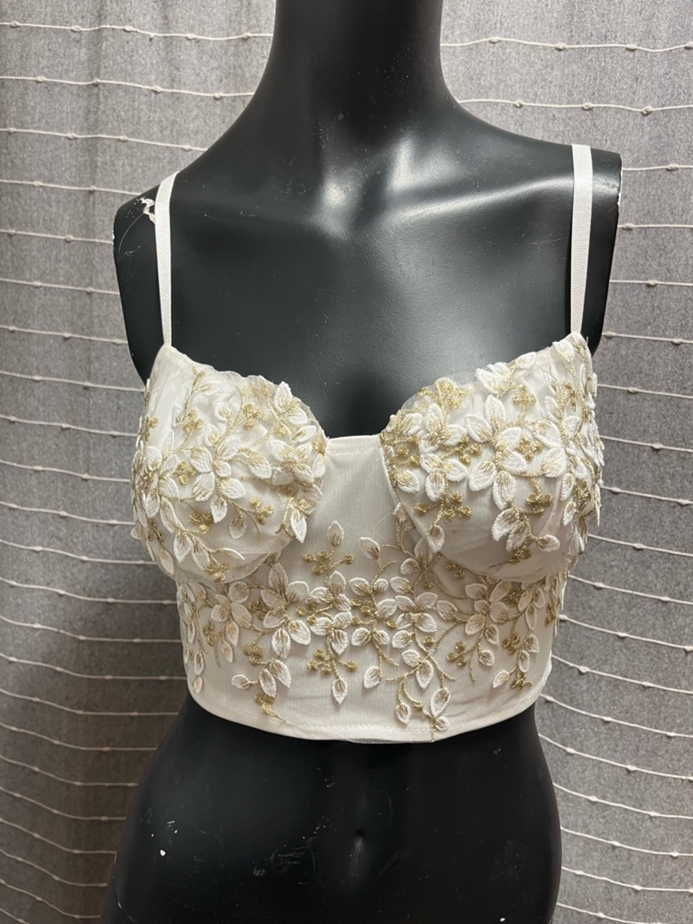 Embroidered Floral Bustier Crop Top